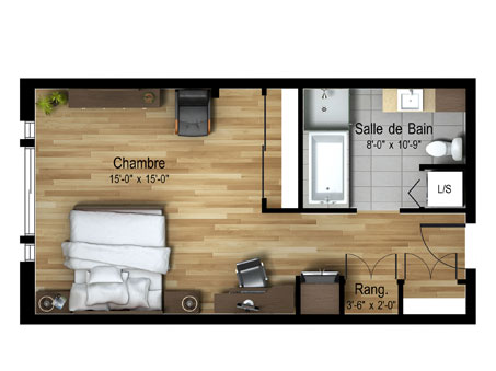 Modèle de chambres pour aînés
